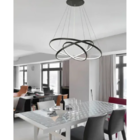 Lustre Led Moderno Pendente Anéis Led 89w 3 Arcos Preto