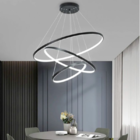 Lustre Led Moderno Pendente Anéis Led 89w 3 Arcos Preto