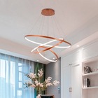 Lustre Led Moderno Pendente Anéis Led 89w 3 Arcos Rose
