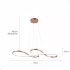 Lustre Led Unlimited Moderno 45w 75cm Rose C/ Controle