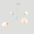 Lustre Lirio Com 4 Globos Esfera De Vidro Branco - Branco