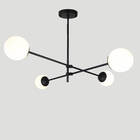 Lustre Lirio Com 4 Globos Esfera De Vidro Branco - Preto