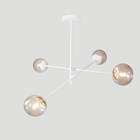 Lustre Lirio Com 4 Globos Esfera De Vidro Fumê - Branco