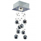 Lustre LLUM Bronzearte Brilhante Quadrado Cristal Prata Bivolt