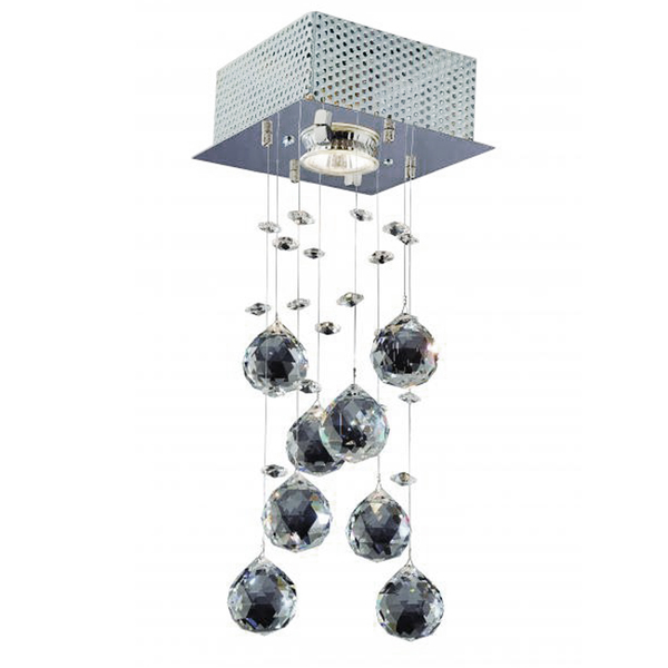 Lustre LLUM Bronzearte Brilhante Quadrado Cristal Prata Bivolt