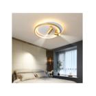 Lustre Luminaria De Led Teto 2 Anéis Dourado E Branco 80w