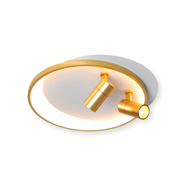 Lustre Luminaria De Led Teto 2 Anéis Dourado E Branco 80w