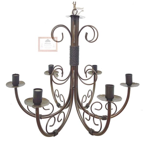 Lustre Luminária Ferro De Teto Rústico Arabescos Decoração 6