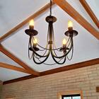 Lustre Luminária Ferro Teto Rústica Preto 4 Bocais Promoção S