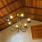 Lustre Luminária Ferro Teto Rústica Preto 6 Bocais