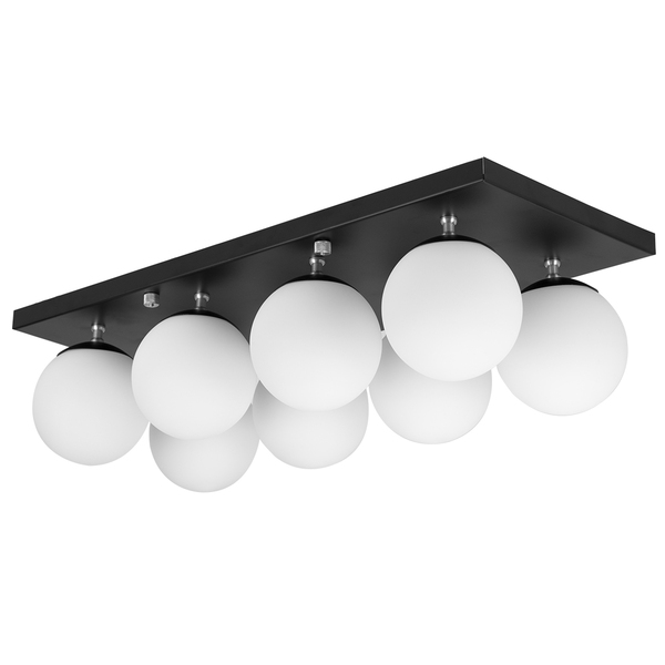 Lustre Luminária Octuplo Preto Orby Bolinha 60x25 Cm