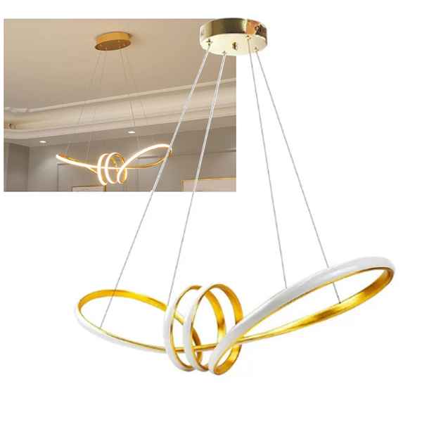 Lustre Luminaria Pendente Arco Aneis Infinito Led 3 Em 1 Deco
