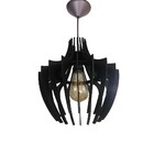 Lustre Luminária Pendente De Madeira Mdf Mod. Grip Preto