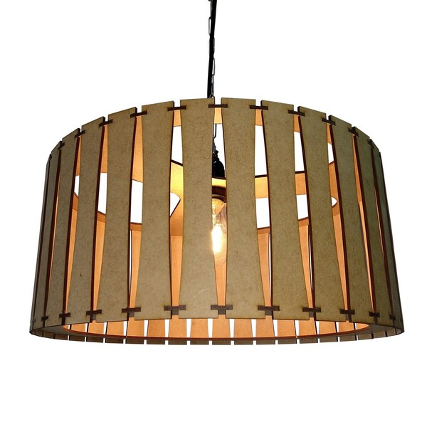 Lustre Luminária Pendente De Madeira Mdf Mod. Madri Cru