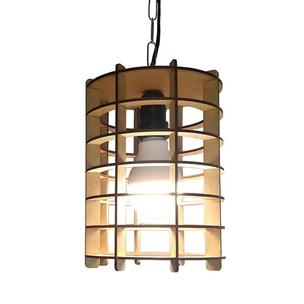Lustre Luminária Pendente De Madeira Mdf Mod. Tube