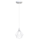 Lustre Luminária Pendente Diamante Retro Branco + Lâmp St64