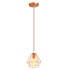 Lustre Luminária Pendente Diamante Retro Cobre + Lâmp. St64