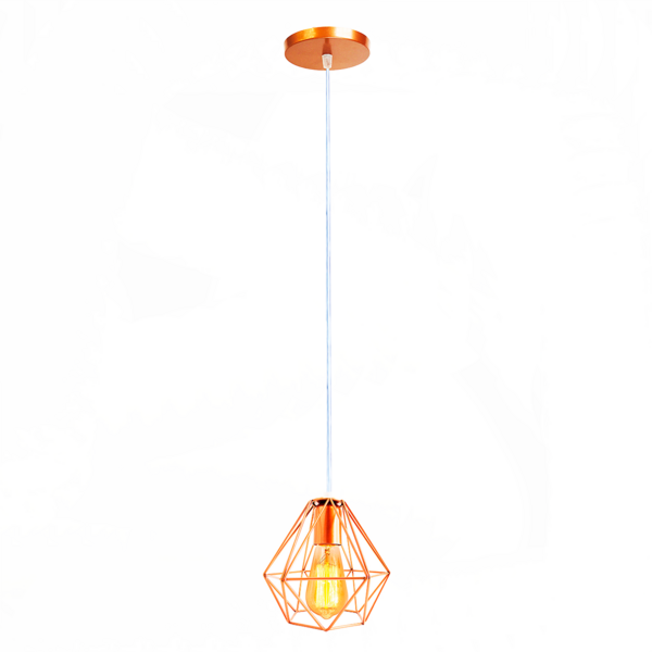 Lustre Luminária Pendente Diamante Retro Cobre Fl