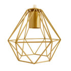 Lustre Luminária Pendente Diamante Retro Duplo Dourado Fl
