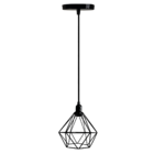 Lustre Luminária Pendente Diamante Retro Preto 2m Fl