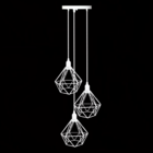 Lustre Luminária Pendente Diamante Retro Triplo Branco Fl