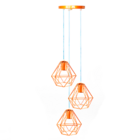 Lustre Luminária Pendente Diamante Retro Triplo Cobre Fl