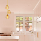 Lustre Luminária Pendente Diamante Retro Triplo Dourado 3m