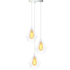 Lustre Luminária Pendente Diamante Triplo Branco 3m + St64