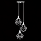 Lustre Luminária Pendente Diamante Triplo Branco 3m + St64