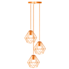 Lustre Luminária Pendente Diamante Triplo Cobre + Lamp. St64