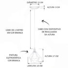 Lustre Luminária Pendente Diamante Vintage Branco Fl