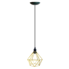 Lustre Luminária Pendente Diamante Vintage Dourado Fl