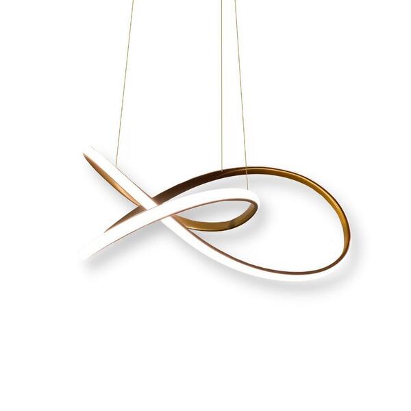 Lustre Luminaria Pendente Dourado Led Integrado 3000k Quente