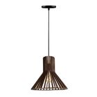 Lustre Luminária Pendente Madeira - Odda - Cor Café  - Soquet