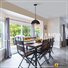 Lustre Luminária Pendente Modelo Meia Bola Na Cor Preto Cobre