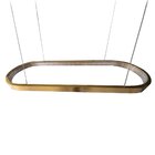 Lustre Luminaria Pendente Oval Arco Led Dourado Luxo Cristal