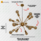 Lustre Luminária Pendente Sputinik Com 12 Braços Hastes - Ide