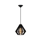 Lustre Luminária Pendente Teto Diamante Preto Fosco Mdf