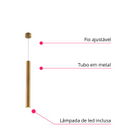 Lustre Luminária Pendente Tubo Tubeto Dourado Escovado 40cm +