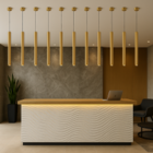 Lustre Luminária Pendente Tubo Tubeto Dourado Escovado 40cm +