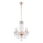 Lustre Luminária Pendente Tyene Rose E Transparente Para 5 Lâ