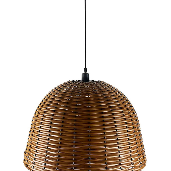 Lustre Luminária Pendente Utron Junco Taça Rústico 45cm - Moc