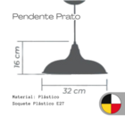 Lustre Luminária Pendente Utron Prato Amarelo Bedd Estilo Ret