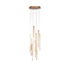 Lustre Luminária Pendente Vita Dourado e Transparente com LED
