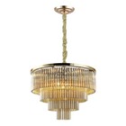 Lustre Luminária Pendente Vivi Gold e Conhaque para 9 Lâmpada