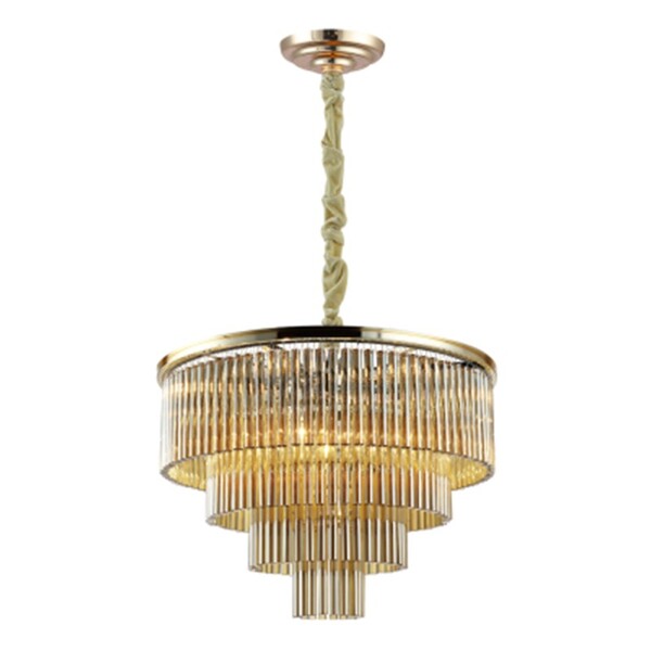 Lustre Luminária Pendente Vivi Gold e Conhaque para 9 Lâmpada