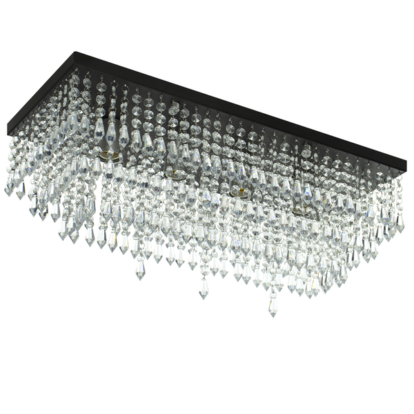 Lustre Luminária Queops Retangular 60x25 Cm Preto