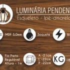 Lustre Luminária Redondo Pendente Madeira Mdf 21x22 Cm Cor Ta