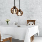 Lustre Luminária Redondo Pendente Madeira Mdf 21x22 Cm Cor Ta