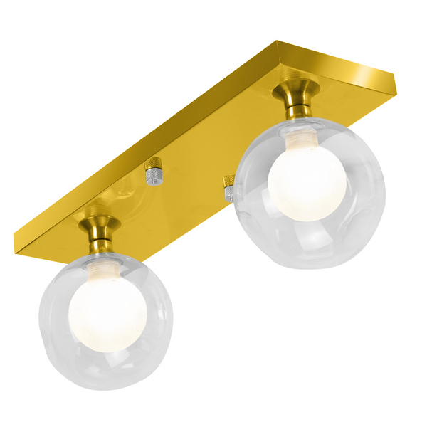 Lustre Luminária Retangular Duplo Dourado Harmony Bolinha